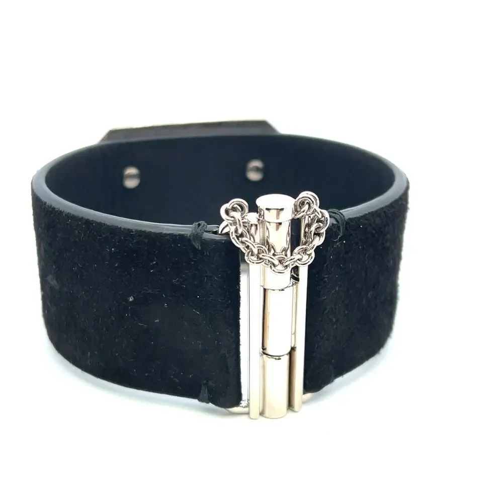 Chanel Interlocking Cc Logo Leather Cuff Bracelet